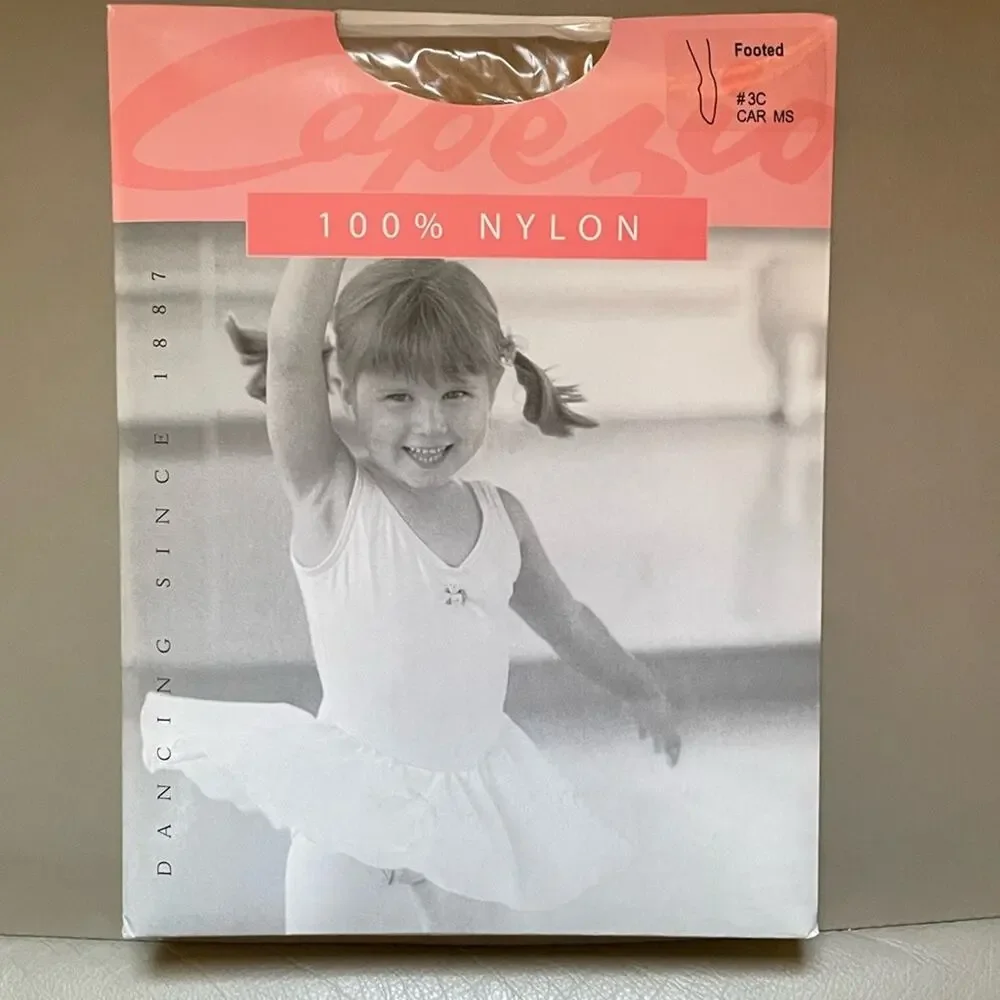 NIB Capezio Child #3C Seamless Footed Tights — Caramel (CAR) — Size MS (4-7 yrs)